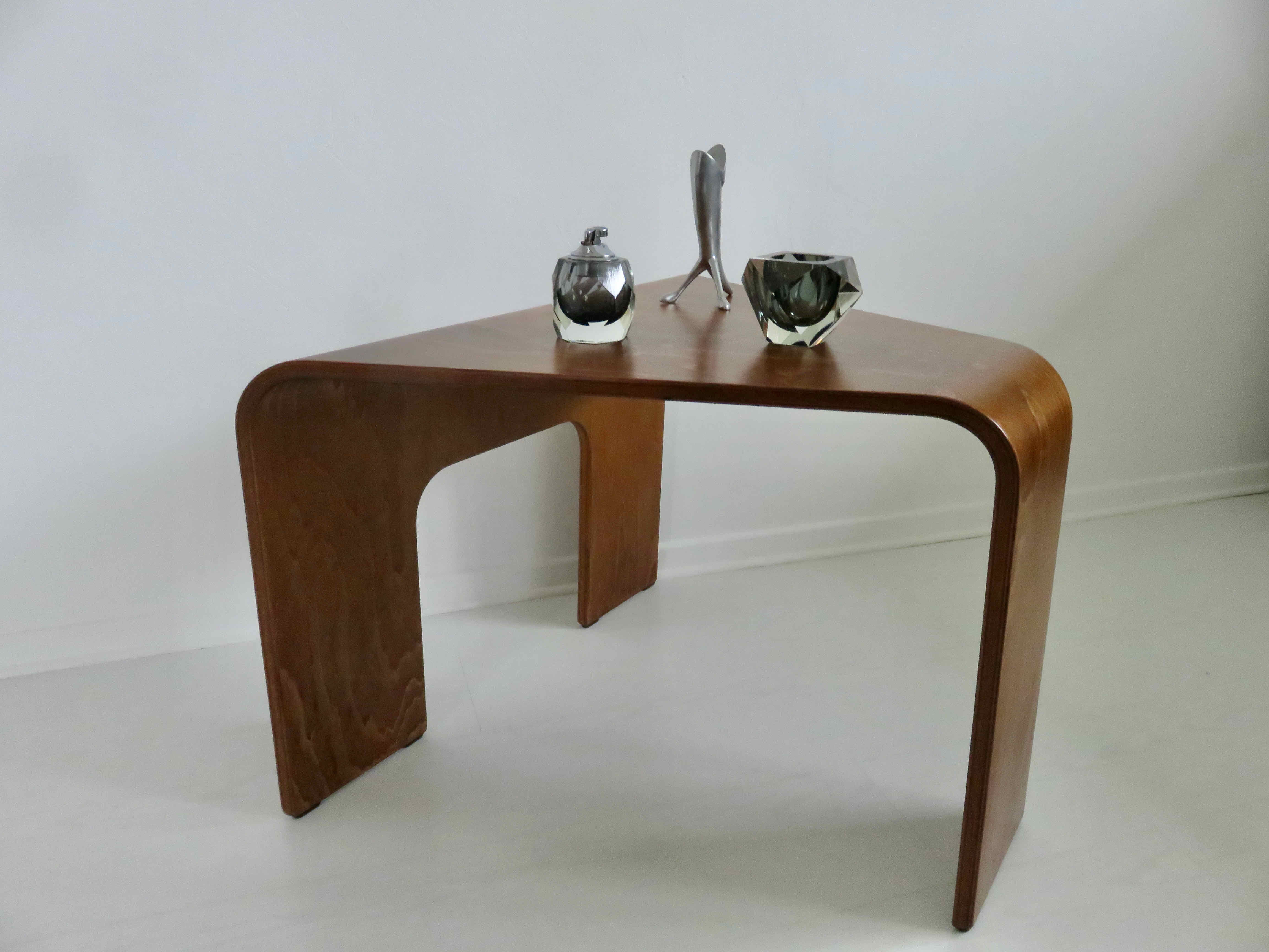 Scandinavian coffee table in curved wood 1970