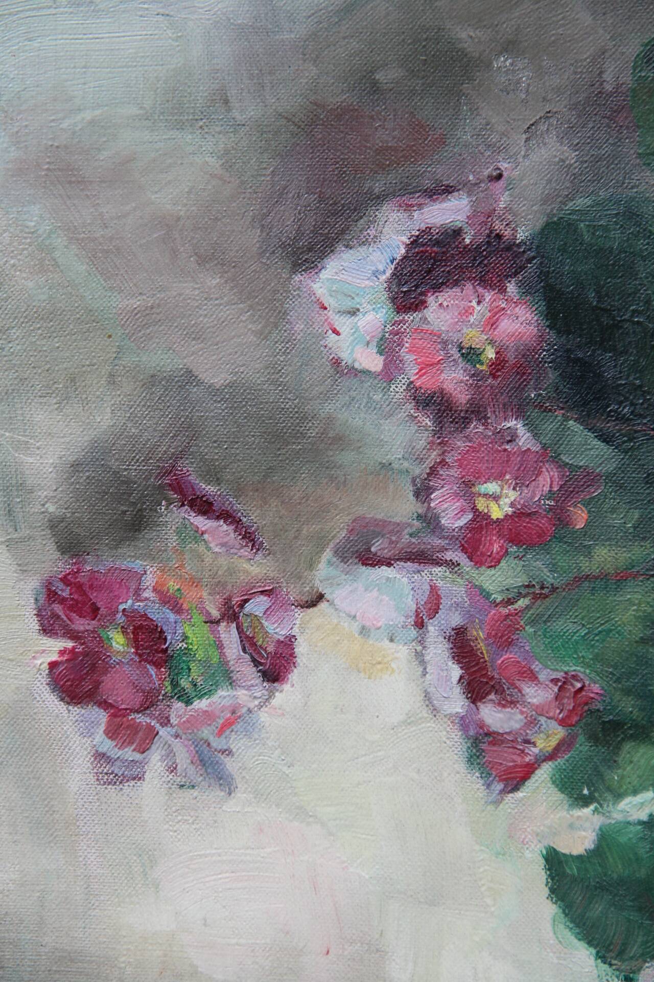 Oil on canvas primroses