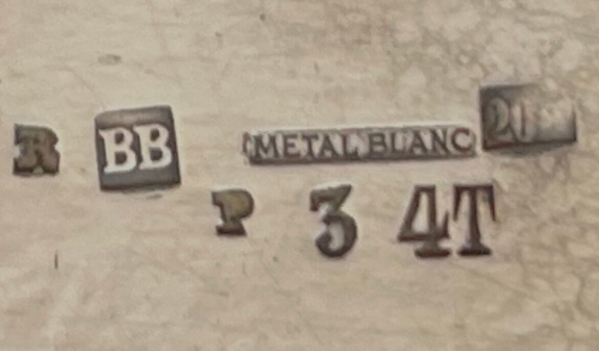 Antique Art Deco coffee pot in silvered white metal, circa 1930. Beautiful.