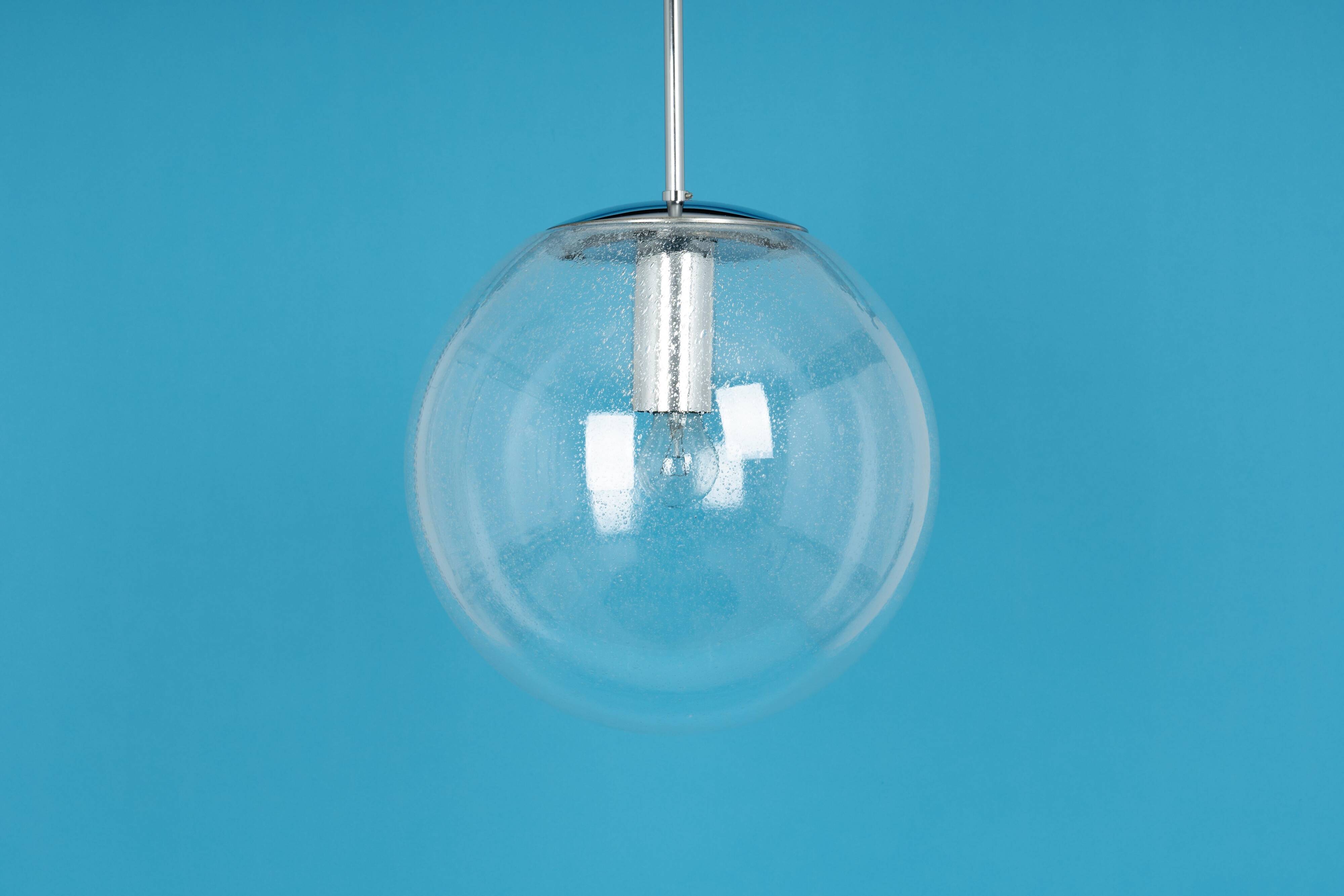 Limburg chrome pendant with clear glass ball, Germany, 1970s