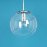 Limburg chrome pendant with clear glass ball, Germany, 1970s