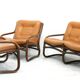Italian Bamboo, Rattan, and Leather Living Room Set, 1970s