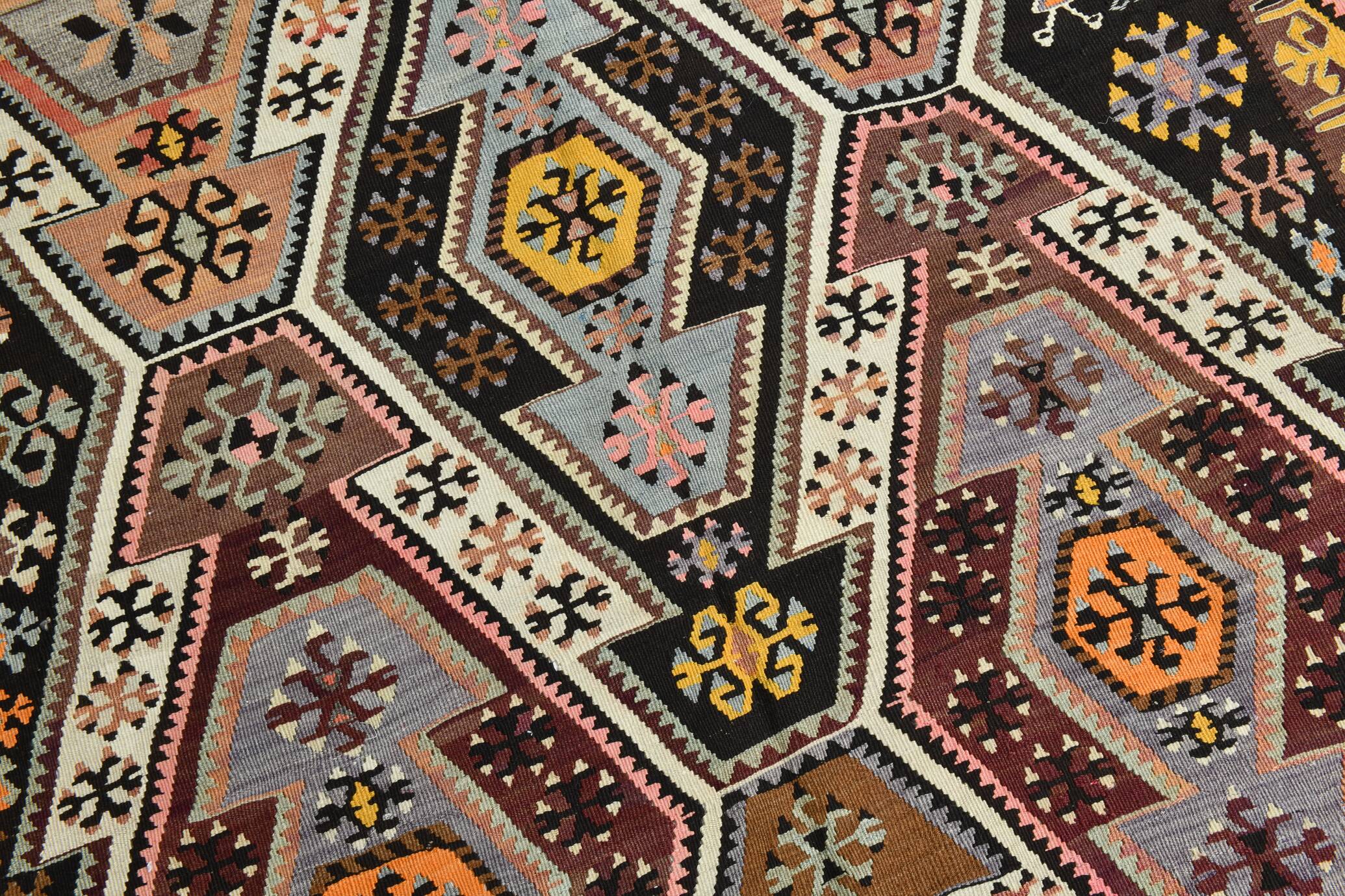 6x9 Wine Red Anatolian Kilim Rug, Faded Pink Oushak Wool Rug, 168x274Cm