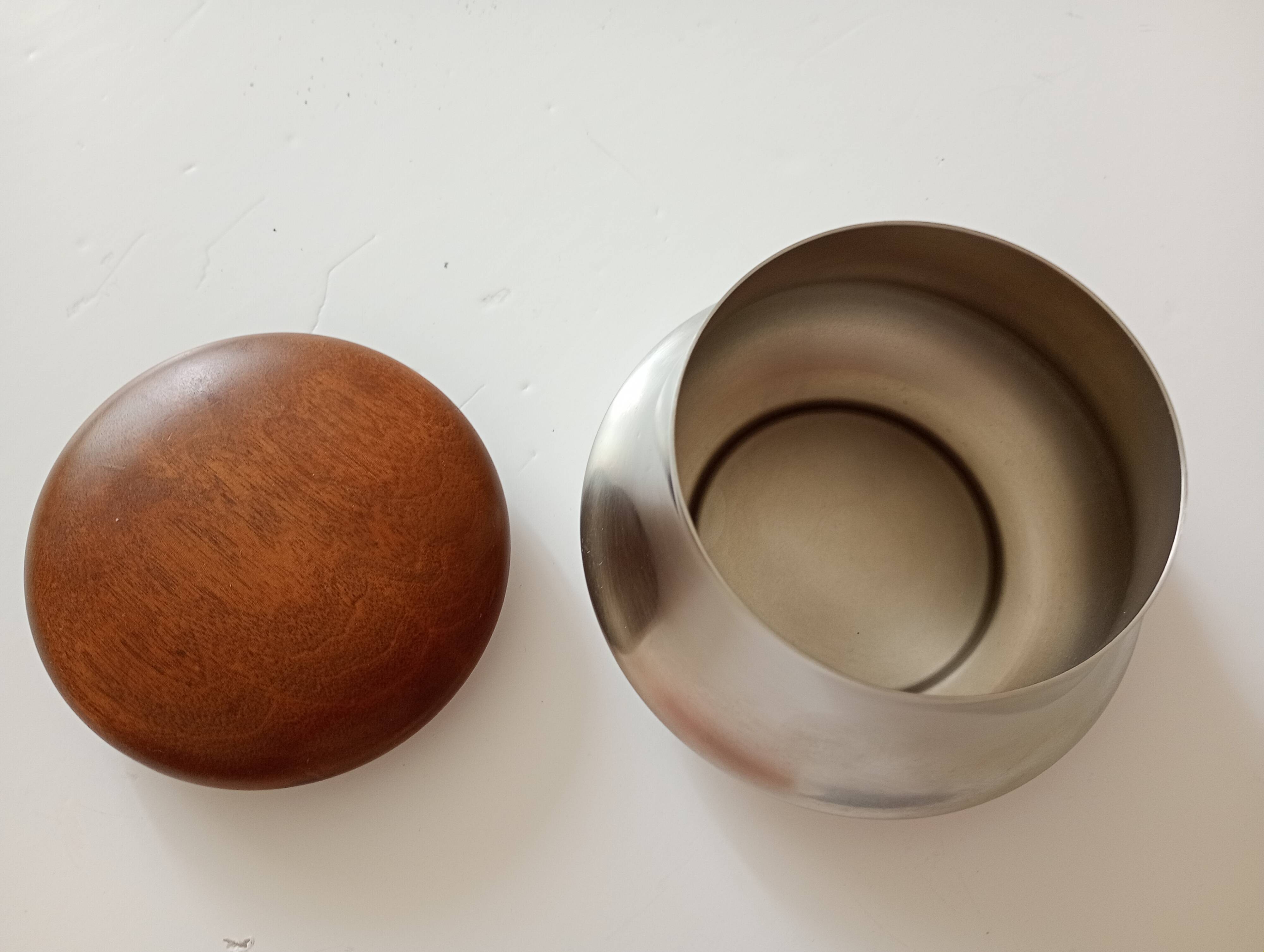 sugar bowl Remy Letang stainless steel and exotic wood