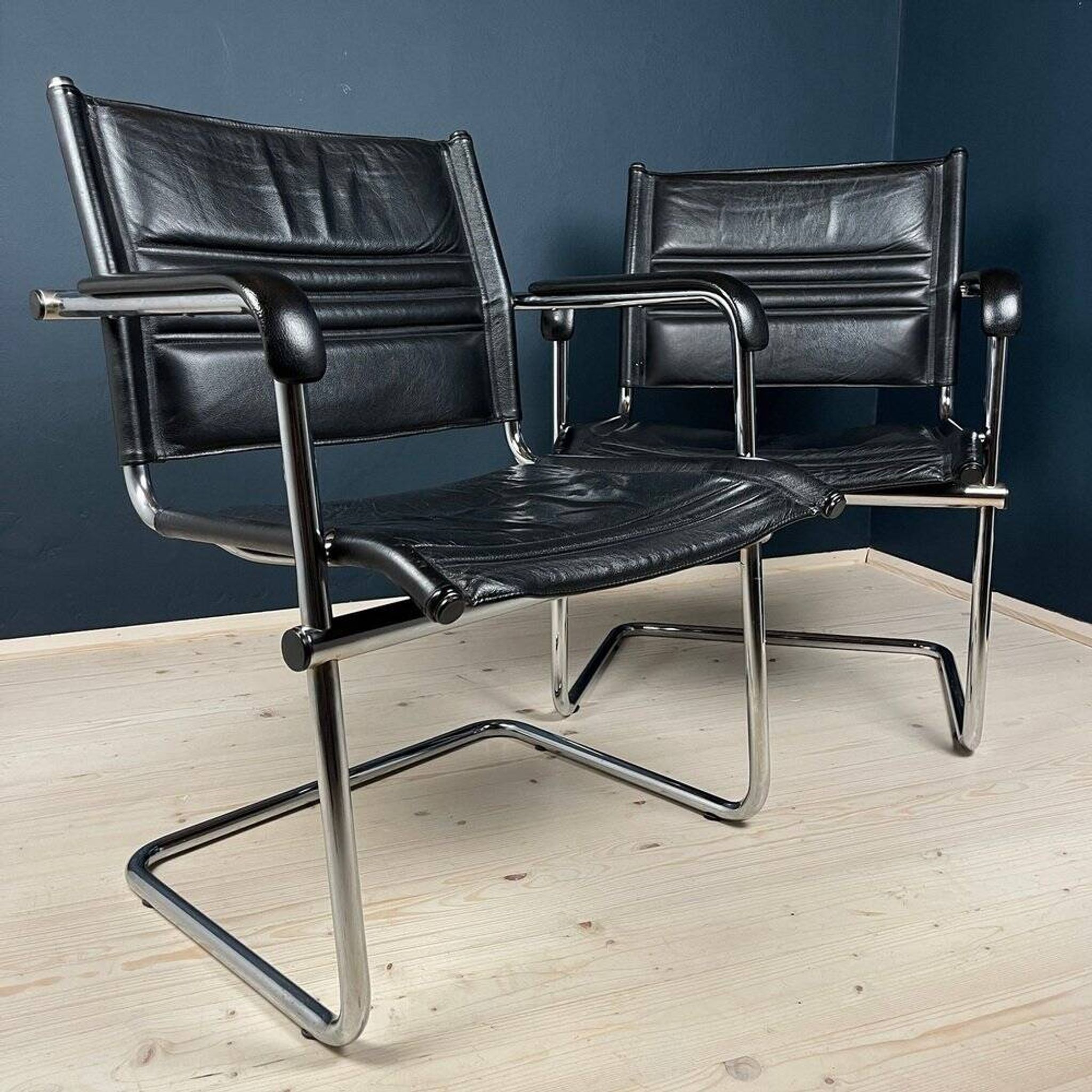 Mid-century Bauhaus style office chair set by Mart Stam for Stol Kamnik, 1980s.