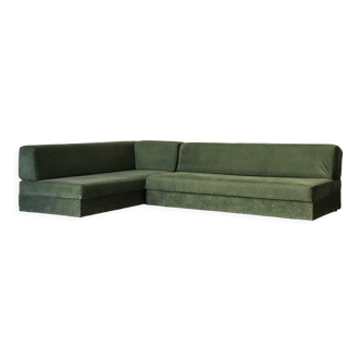 Green modular sofa set with storage space, 1970’s