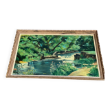 Clody.F 1974 oil painting on canvas forest landscape 110x75