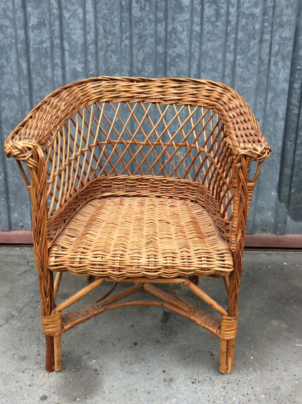 Chaise enfant en rotin des années 60-70