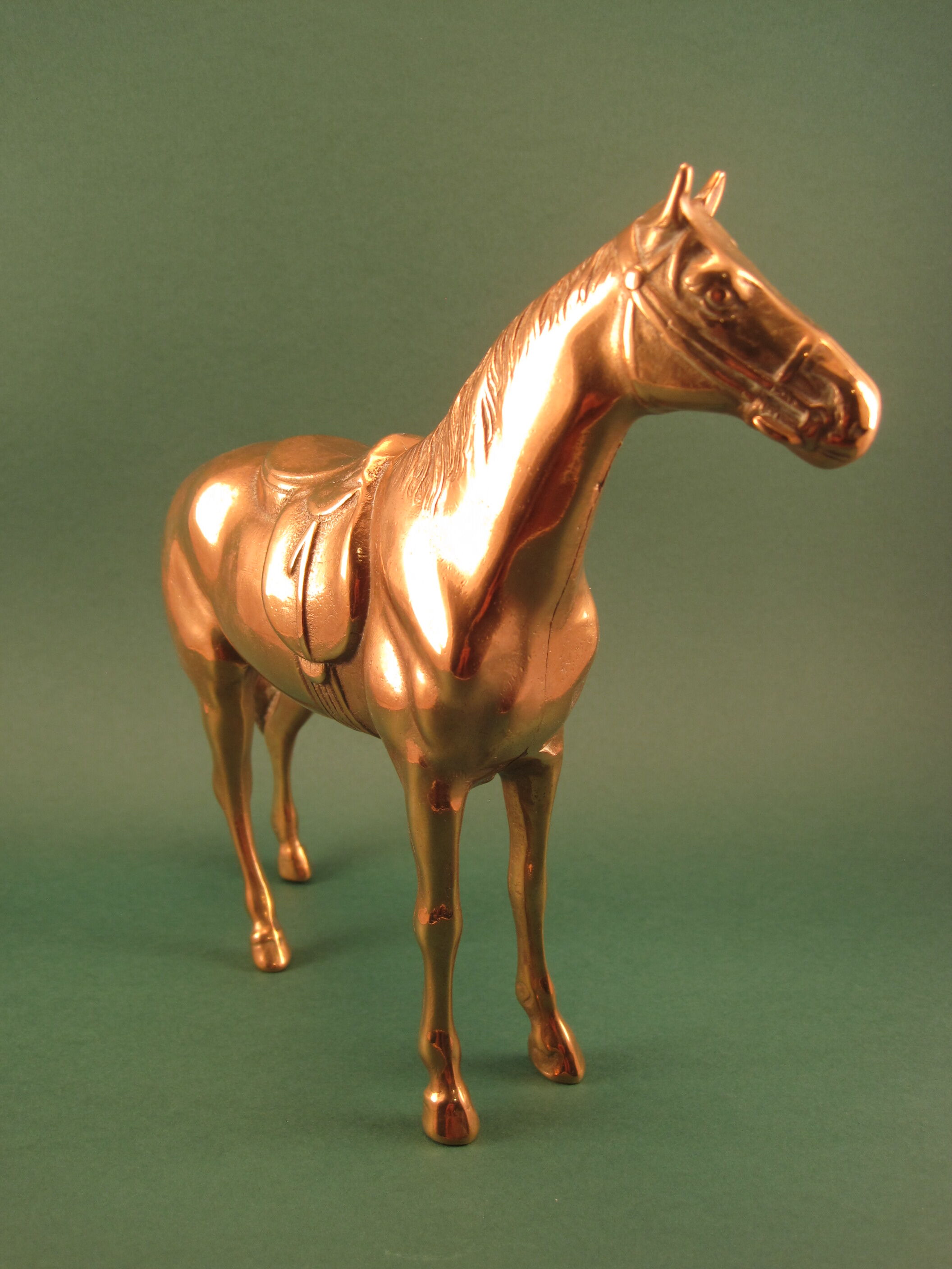 Animal statuette horse in solid brass
