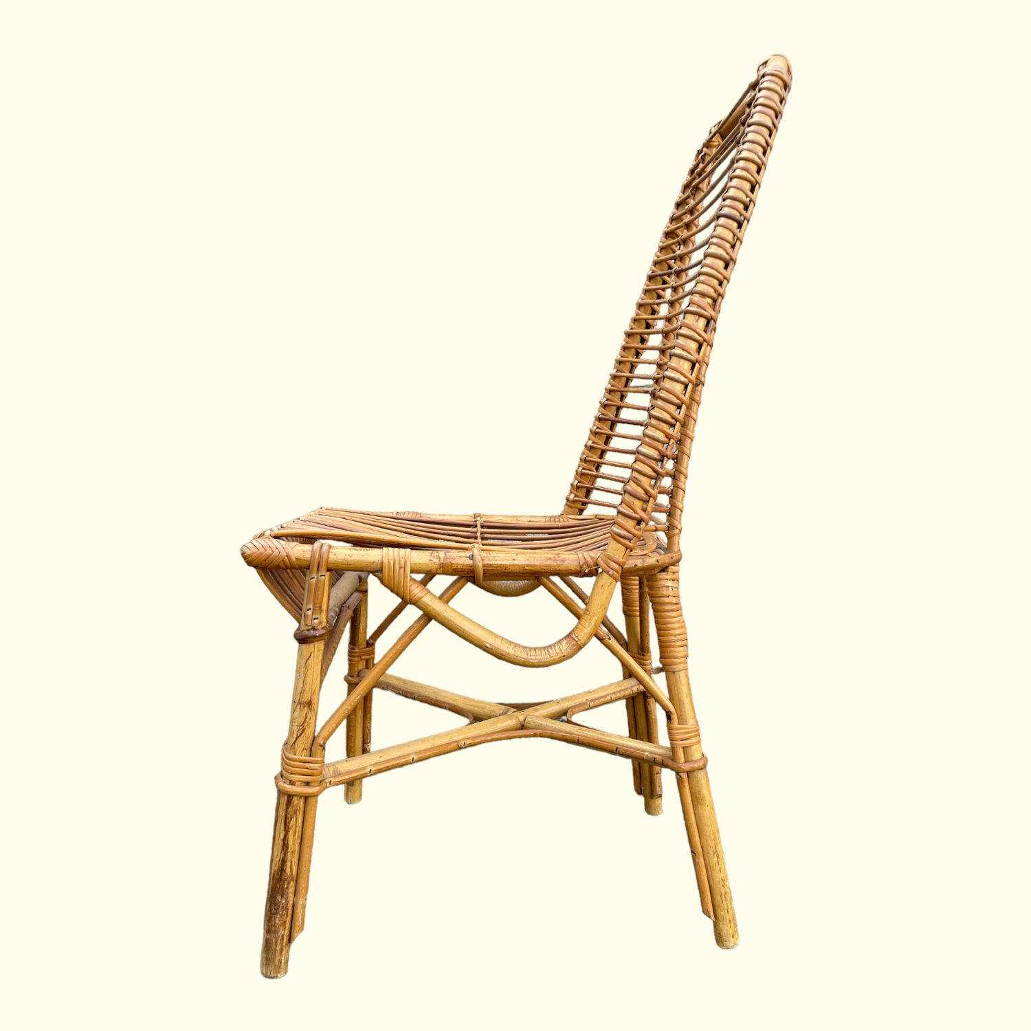 Bamboo and rattan desk and chair set, circa 1970