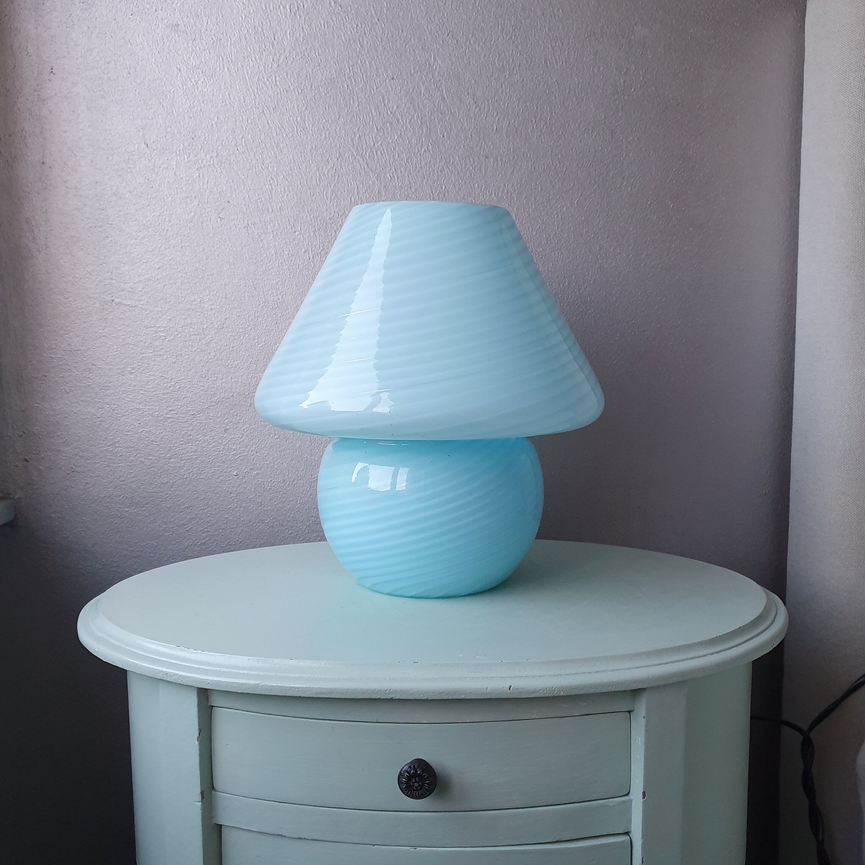 Blue Murano mushroom table lamp, Gambaro e Poggi for Vetri
