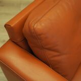 Orange leather sofa, Danish design, 1970s, production: Denmark