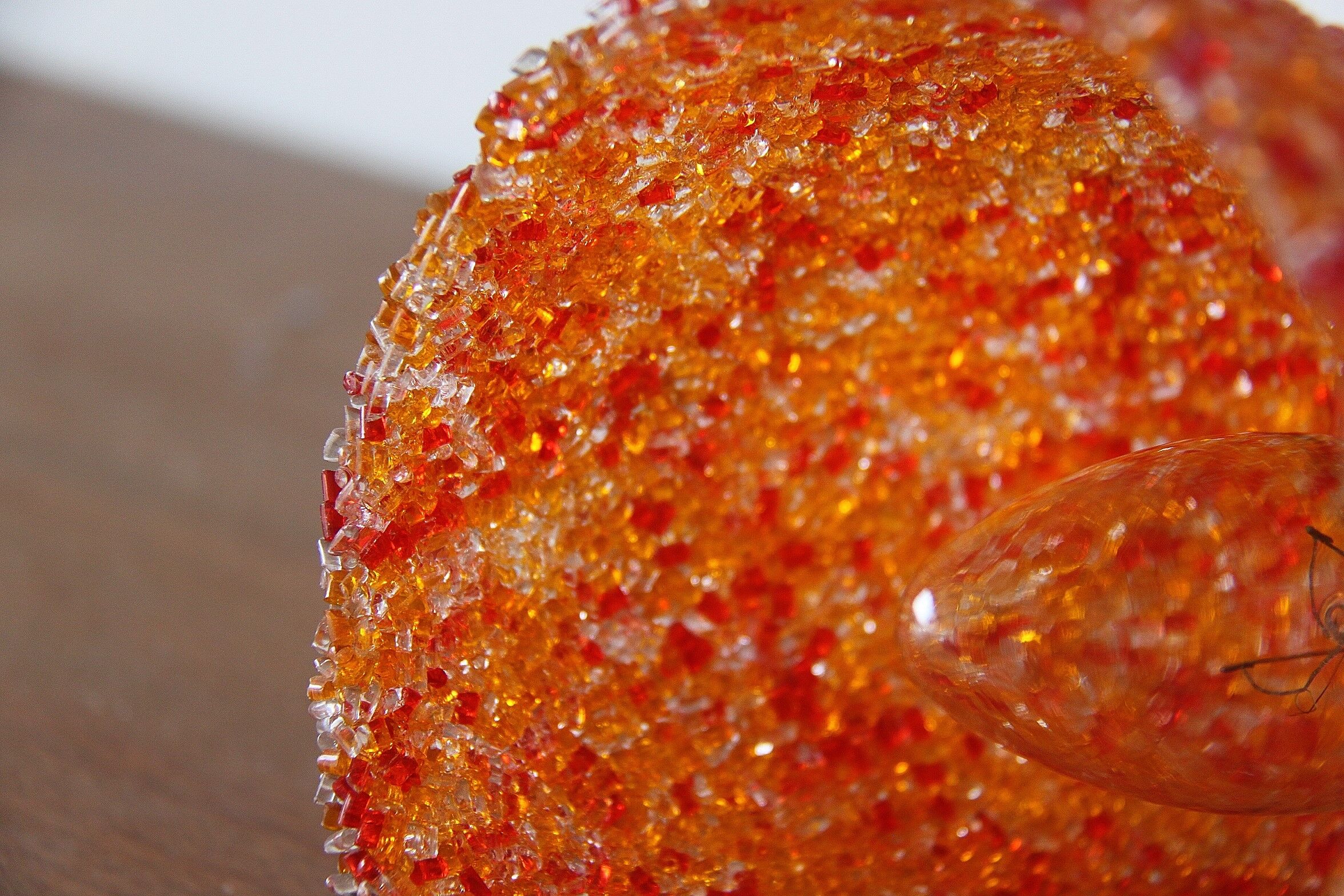 Small round orange Scandinavian design resin agglomerated perspex