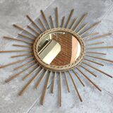 Vintage rattan sun mirror