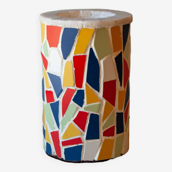 Pot à crayons en céramique décoré de mosaïque de style trencadis., Verre mosaïque.