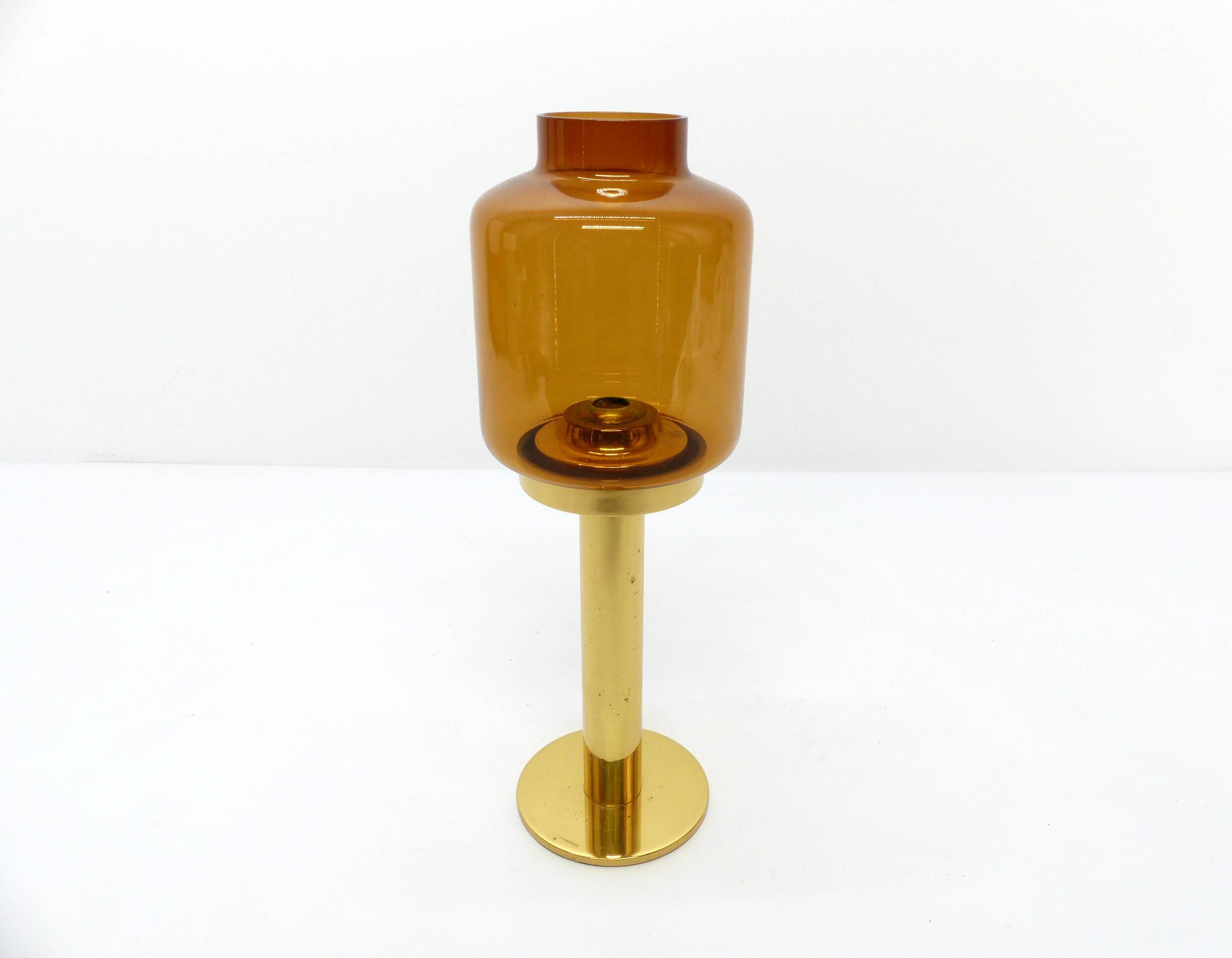 Hans-Agne Jakobsson Markaryd L 10232 Amber Glass Candle Holder 1960