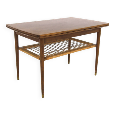 Table basse scandinave extensible en acajou, Suède, 1950
