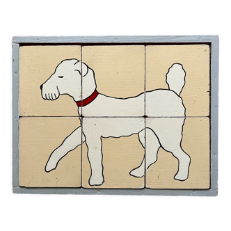 Wooden puzzle frame from the 30s/40s representing a poodle