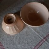 2 bowls Digoin Sarreguemines pink beige