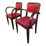 Pair of French Art Deco armchairs in beech, 1930s