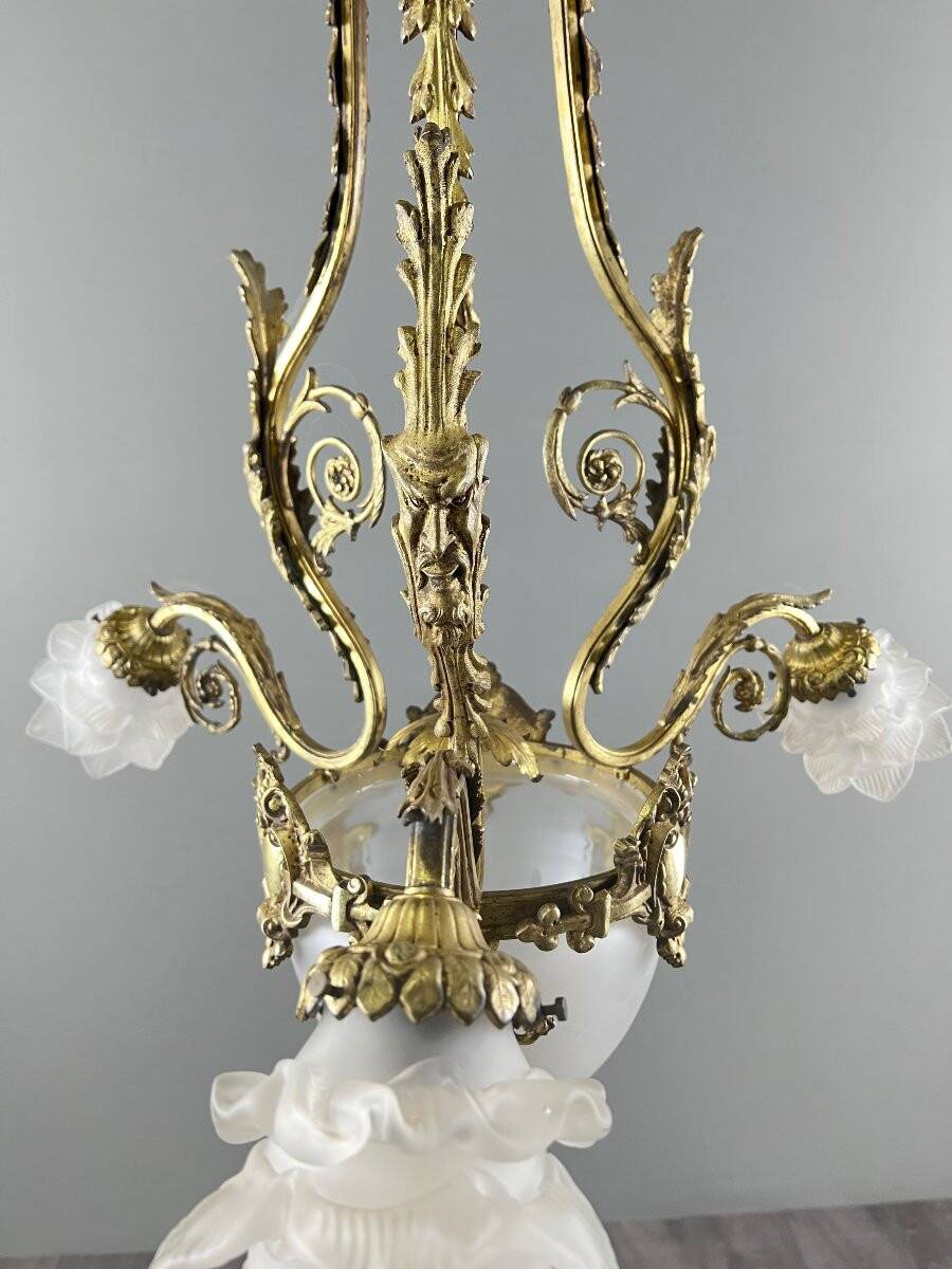 Louis XV style chandelier in bronze and glass, 19th century