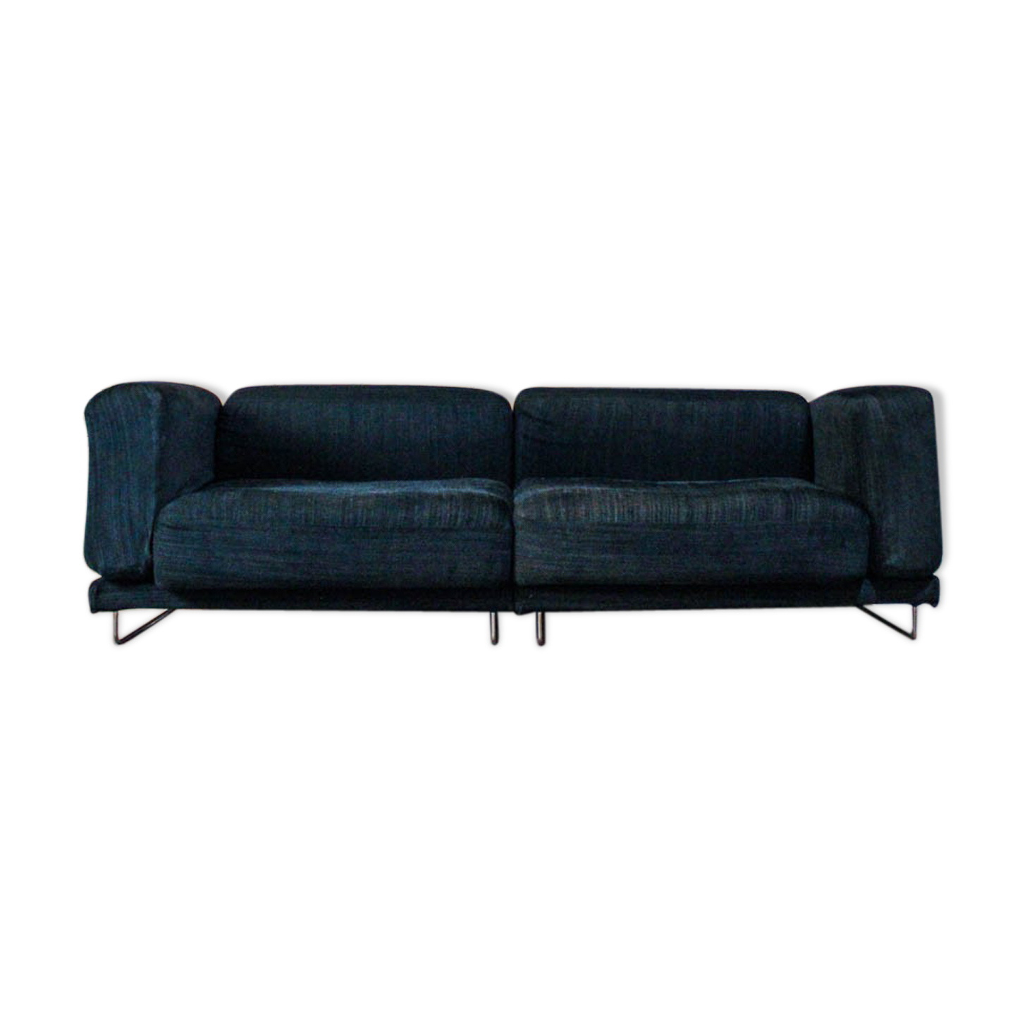 Black fabric design sofa with chromed steel frame