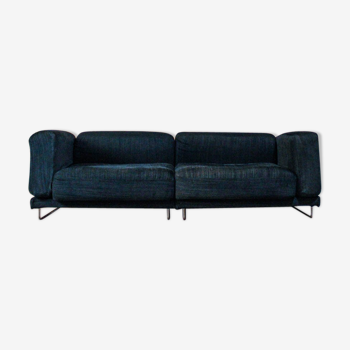 Black fabric design sofa with chromed steel frame