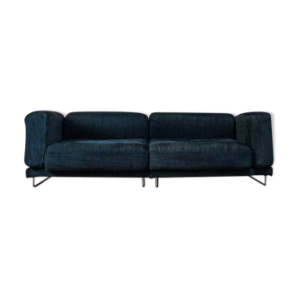 Black fabric design sofa with chromed steel frame
