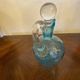 Night carafe in blue tones waffle glass with cabochon early 20th century
