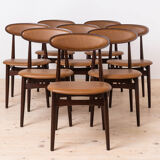 Mid Century Modern Dining Set, Round Table with 4 Fredrik Kayser Chairs