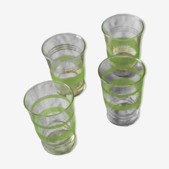 4 glasses of vintage cups frosted to each pair