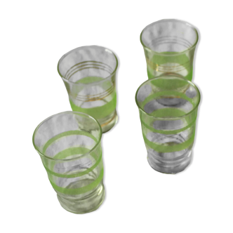 4 glasses of vintage cups frosted to each pair