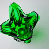 Vase seguso en verre de murano vert, italie, 1960