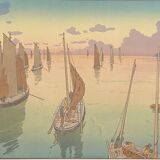 Lithograph by Henri Rivière The Sunset