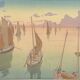 Lithograph by Henri Rivière The Sunset
