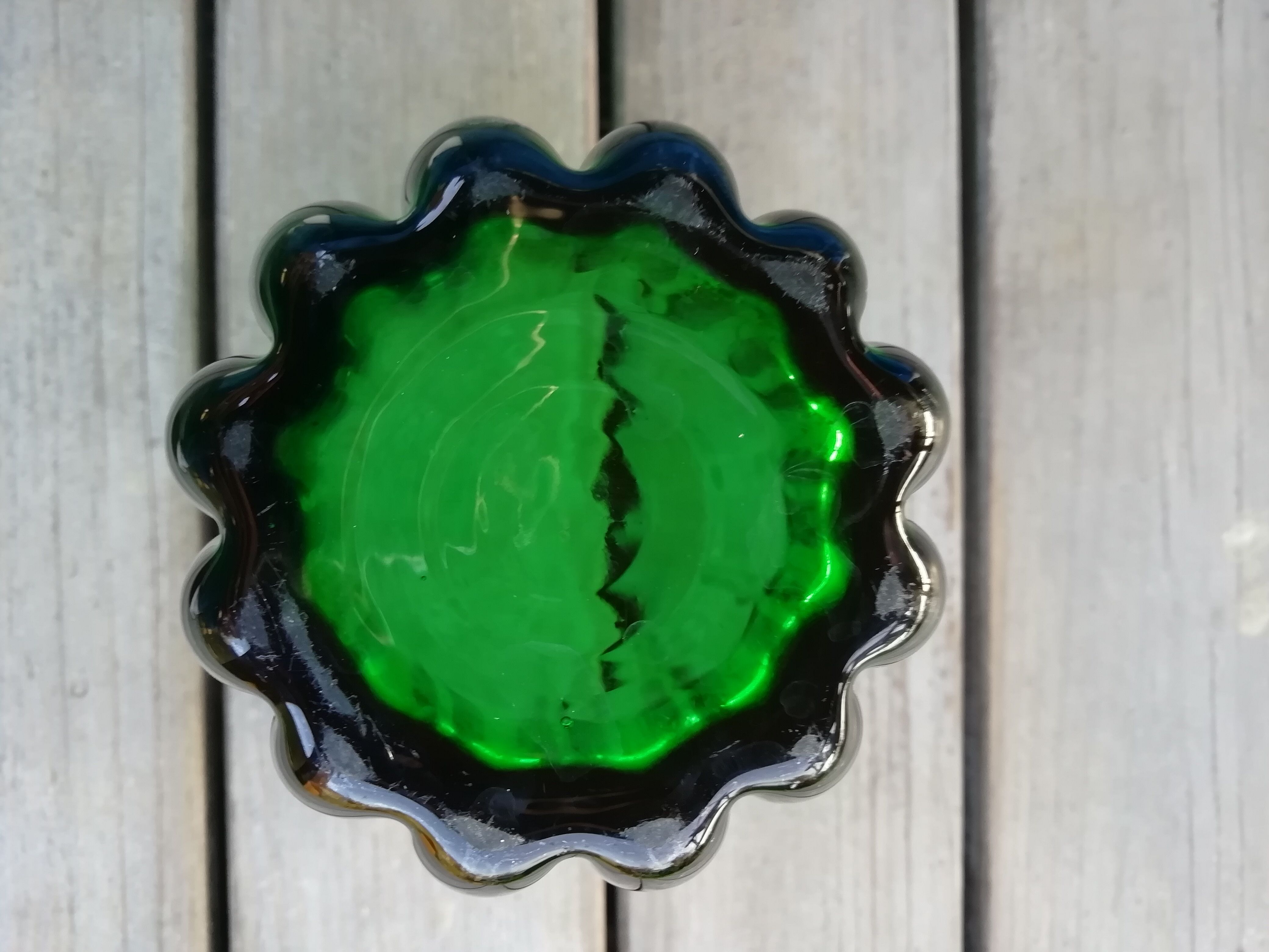 Green glass vase