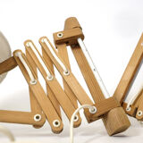 Pair of pine accordion sconces with cotton rope lampshade.