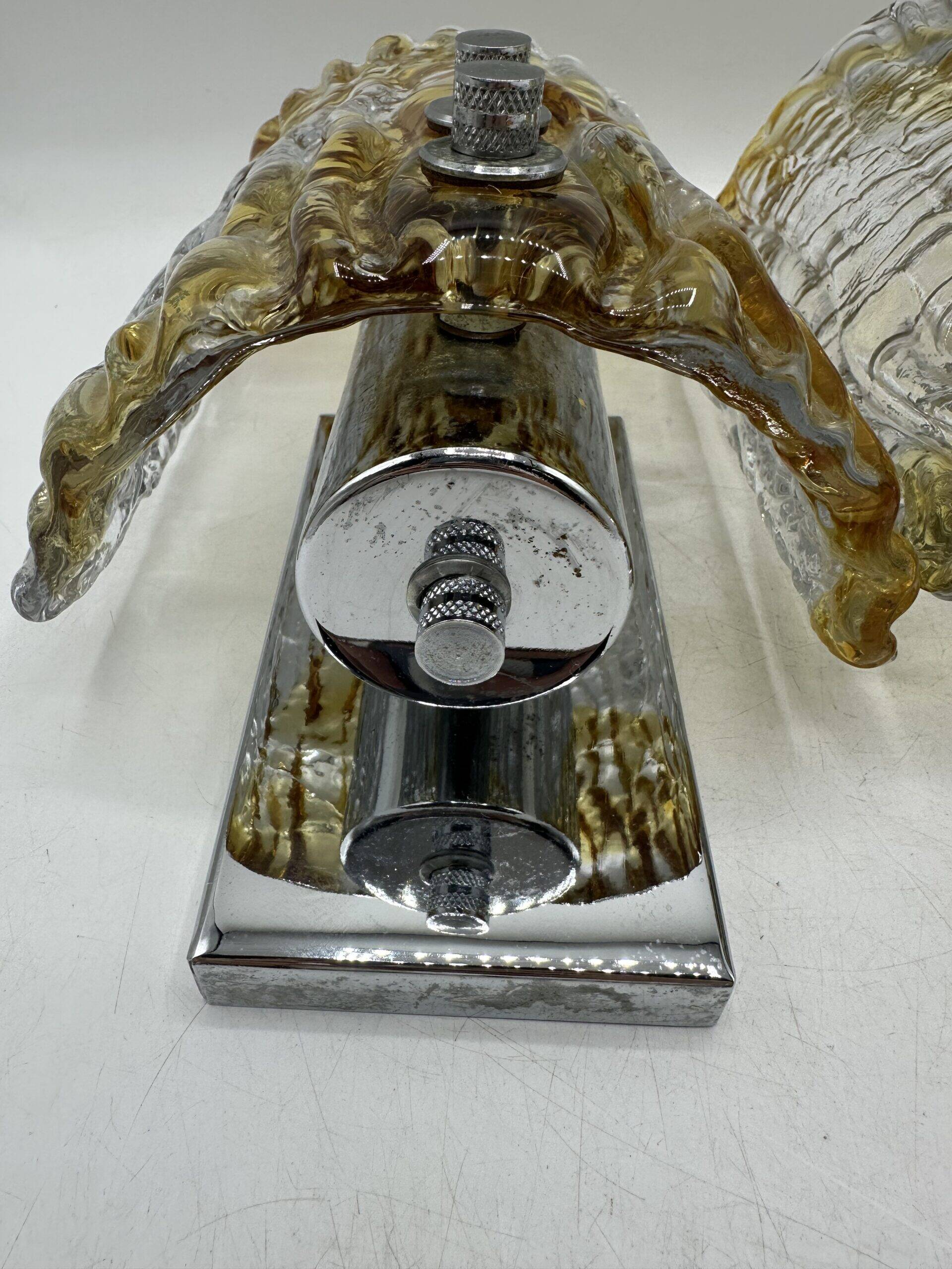 Duo of two-tone Murano Mazzega wall lights 1970