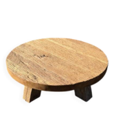 Table basse ronde en chêne rustique fait main | Bois massif récupéré | Style ferme L