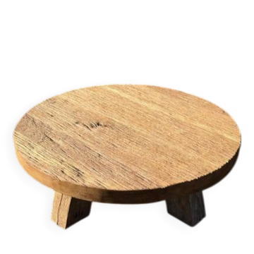 Handmade Rustic Oak Round Coffee Table | Solid Reclaimed Wood | Farmhouse L