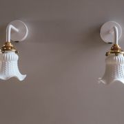 Set of 2 wall sconces in tulip glass painted white