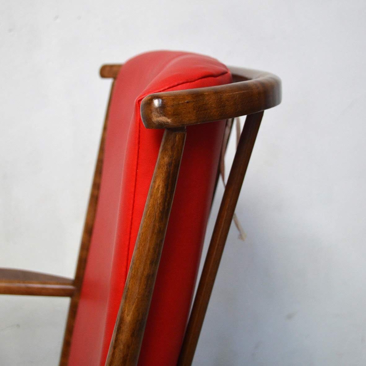 Fauteuils « Éventail »  Baumann rouge et jaune orangé années 80