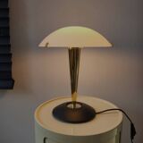 Lampe champignon, Luciano Cesaro, messing/mat zwarte tafellamp, jaren 90
