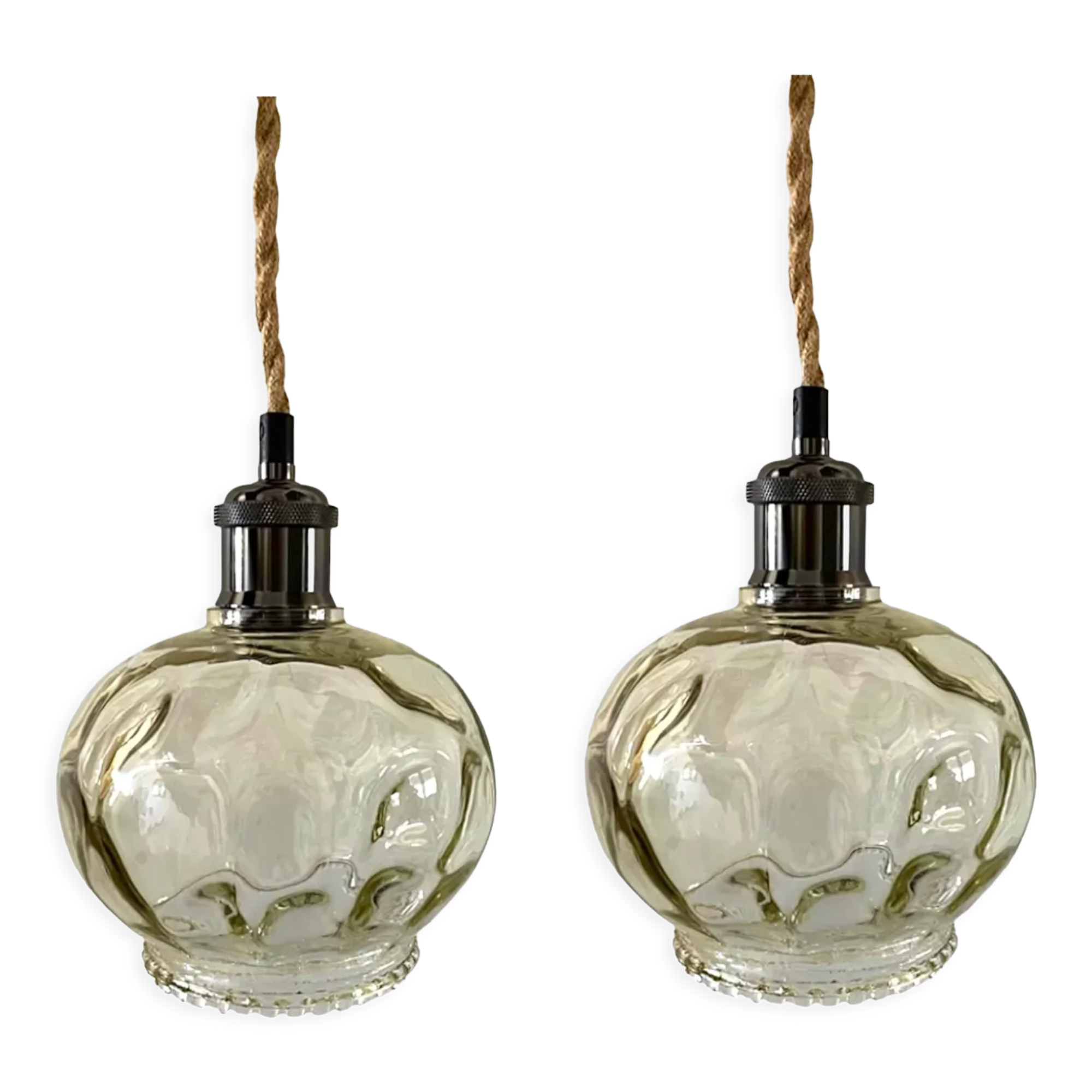 Set of two vintage electric chiseled glass handhelds
