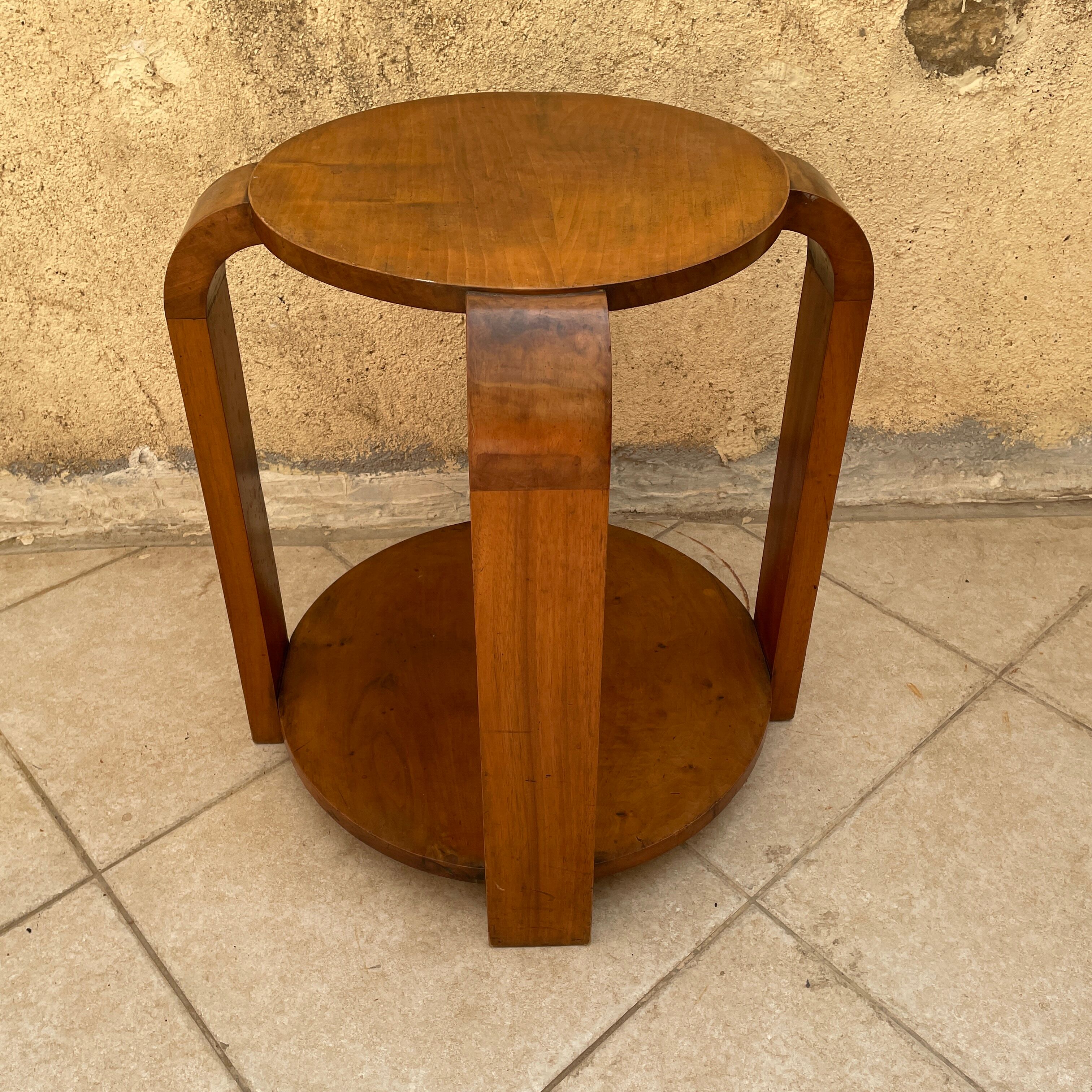 Art Deco pedestal table 1920 in solid wood