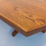 Vintage 80s hexagonal dining table in oak wood