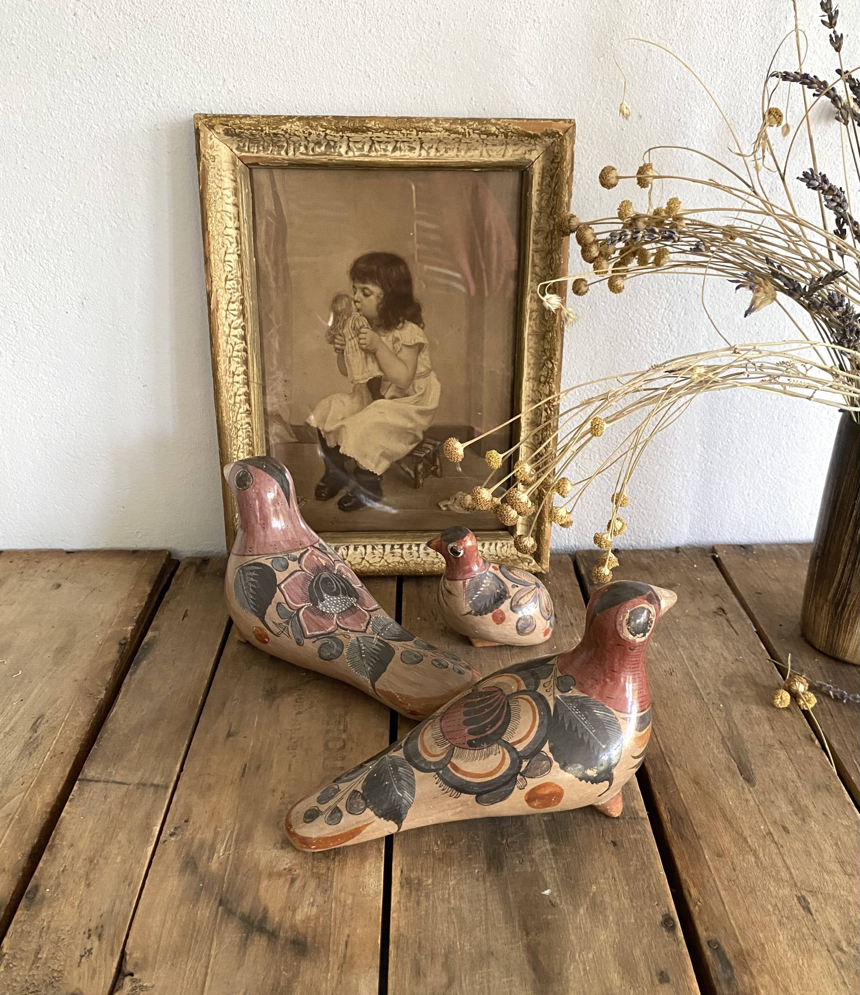 Tonala bird trio, Mexican ceramic