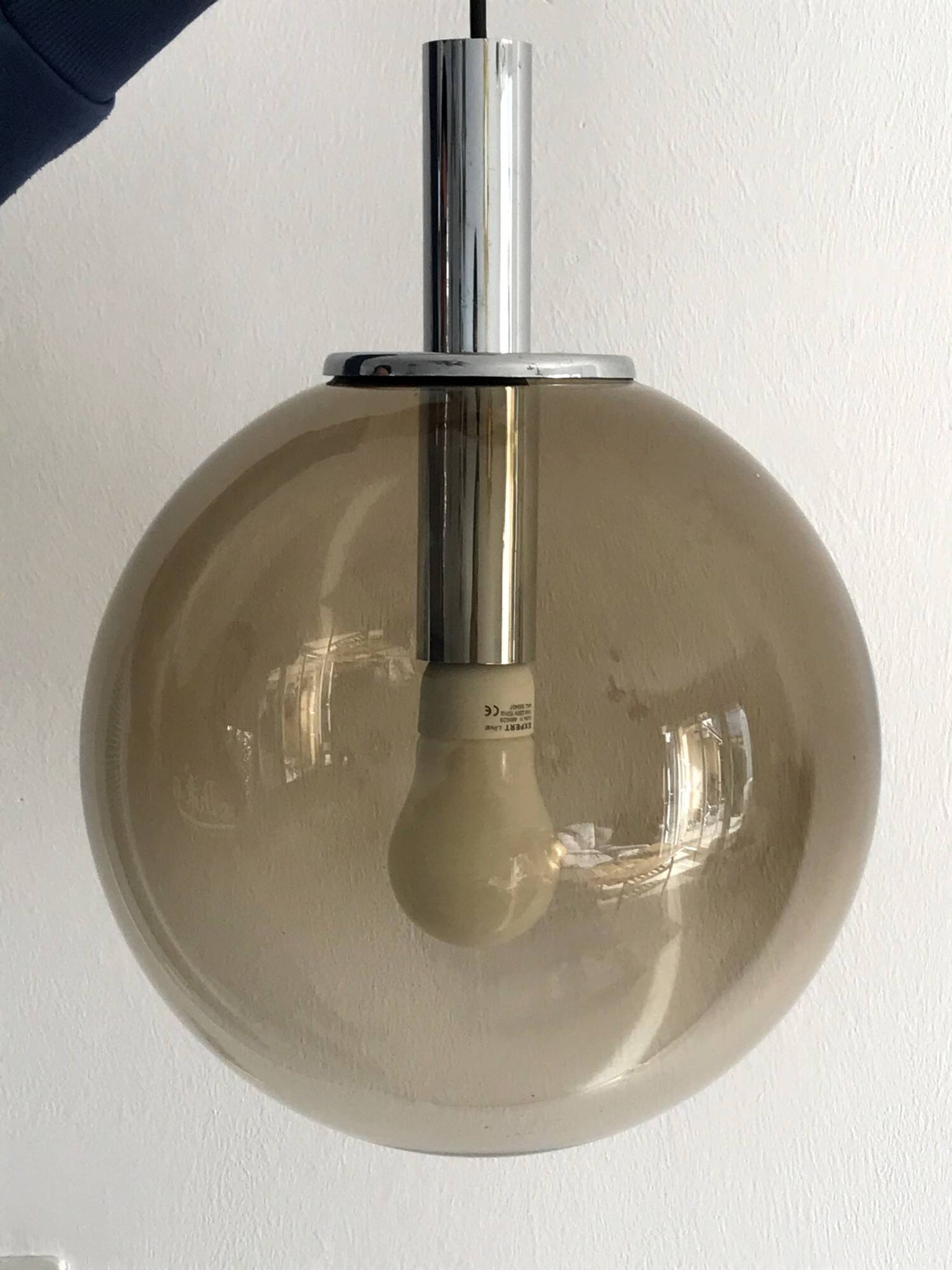 Vintage smoked glass pendant light from the 70s