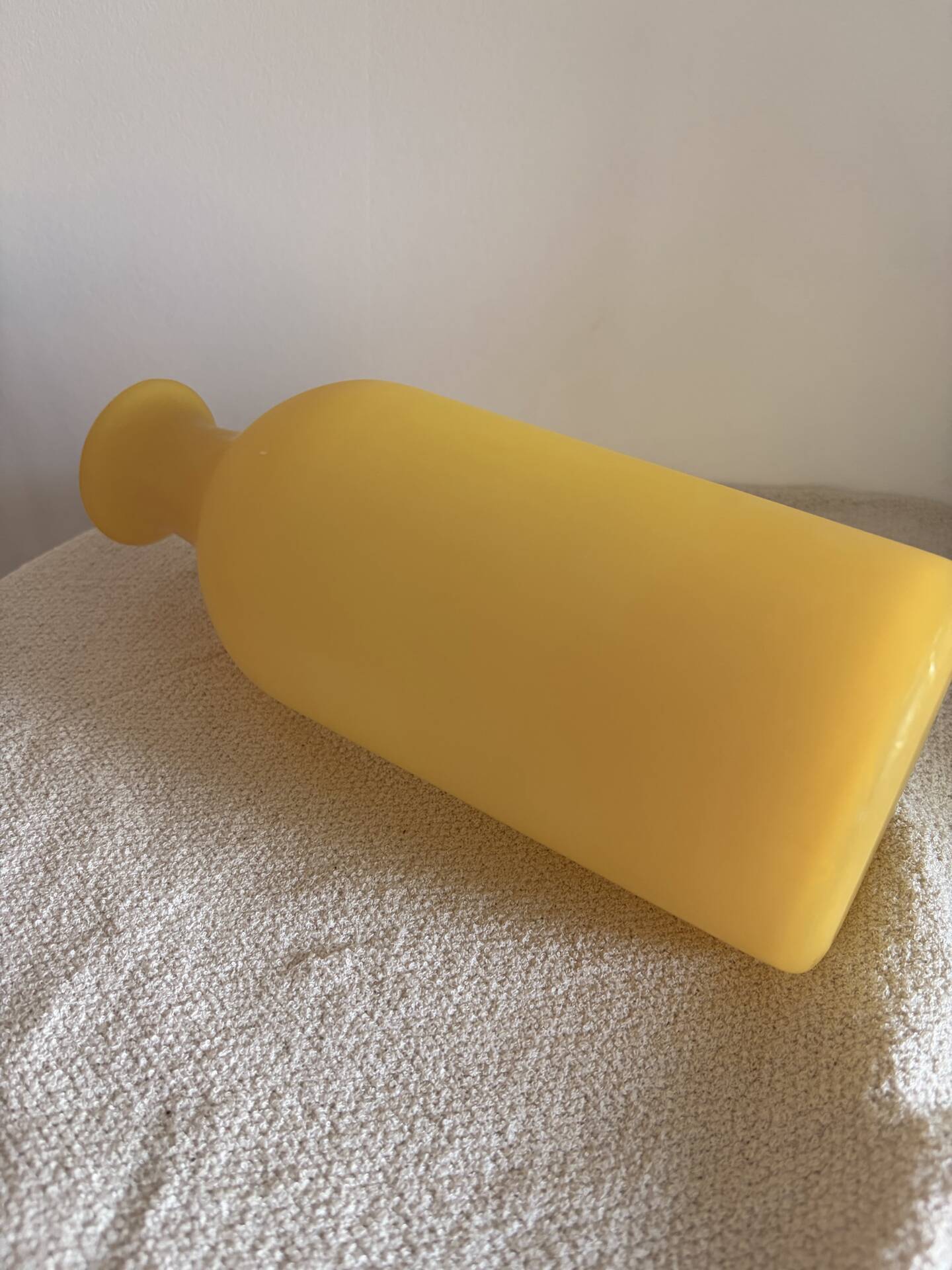 Vintage Hand-Blown Yellow Frosted Satin Glass Apothecary Vase - 1970s