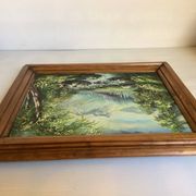 Tableau paysage de montagne et torrent